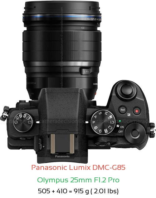 Panasonic G85 with Olympus 25mm F1.2 Pro Lens Size