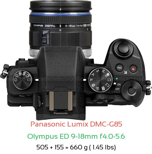 Panasonic G85 with Olympus ED 9-18mm f4.0-5.6 Lens Size