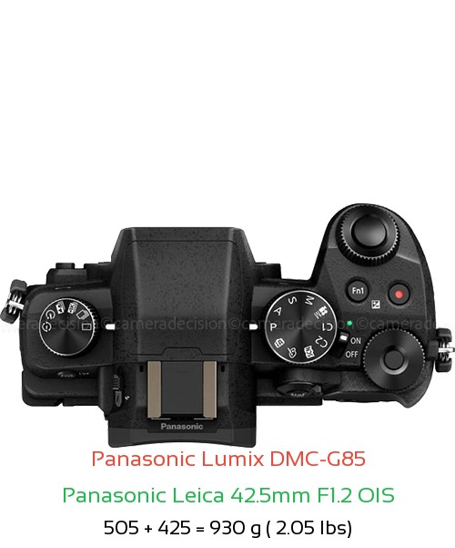 Panasonic G85 with Panasonic Leica 42.5mm F1.2 OIS Lens Size