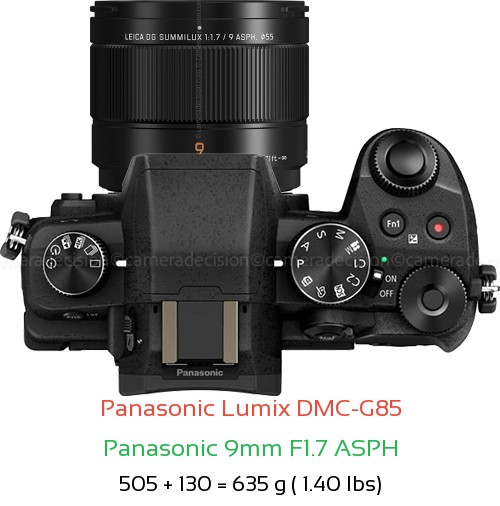 Panasonic G85 with Panasonic 9mm F1.7 ASPH Lens Size