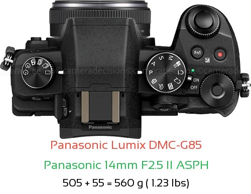 Panasonic G85 with Panasonic 14mm F2.5 II ASPH Lens Size