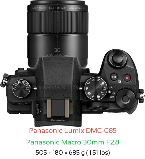 Panasonic G85 with Panasonic Macro 30mm F2.8 Lens Size
