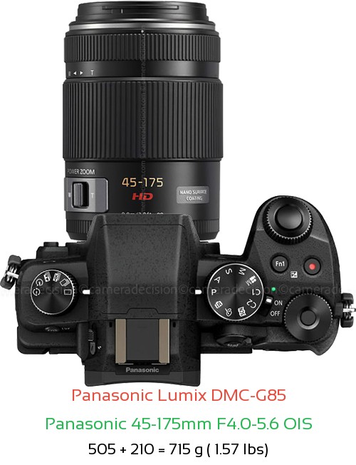 Panasonic G85 with Panasonic 45-175mm F4.0-5.6 OIS Lens Size