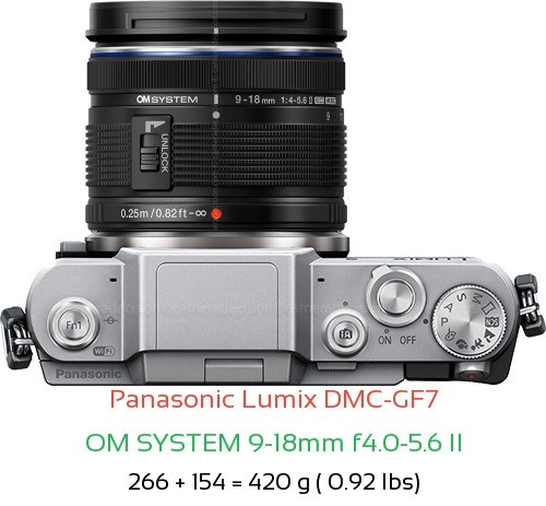 Panasonic GF7 with OM SYSTEM 9-18mm f4.0-5.6 II Lens Size