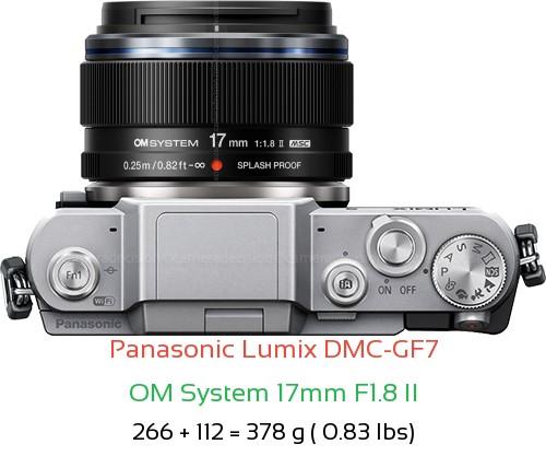 Panasonic GF7 with OM System 17mm F1.8 II Lens Size