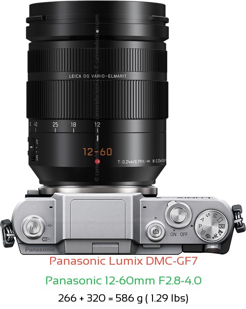 Panasonic GF7 with Panasonic 12-60mm F2.8-4.0 Lens Size