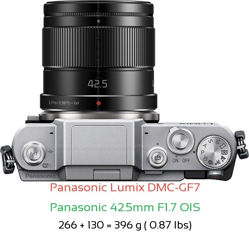 Panasonic GF7 with Panasonic 42.5mm F1.7 OIS Lens Size