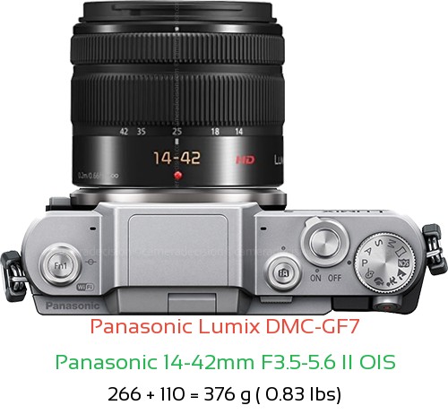 Panasonic GF7 with Panasonic 14-42mm F3.5-5.6 II OIS Lens Size