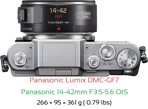 Panasonic GF7 with Panasonic 14-42mm F3.5-5.6 OIS Lens Size