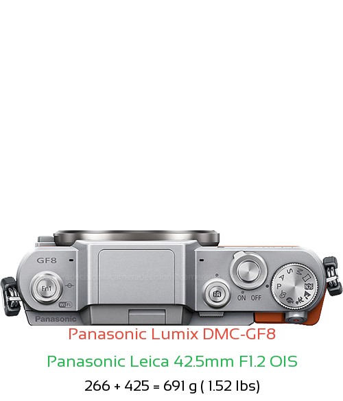 Panasonic GF8 with Panasonic Leica 42.5mm F1.2 OIS Lens Size