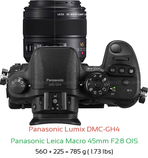 Panasonic GH4 with Panasonic Leica Macro 45mm F2.8 OIS Lens Size