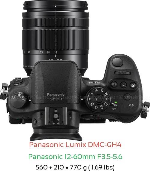 Panasonic GH4 with Panasonic 12-60mm F3.5-5.6 Lens Size