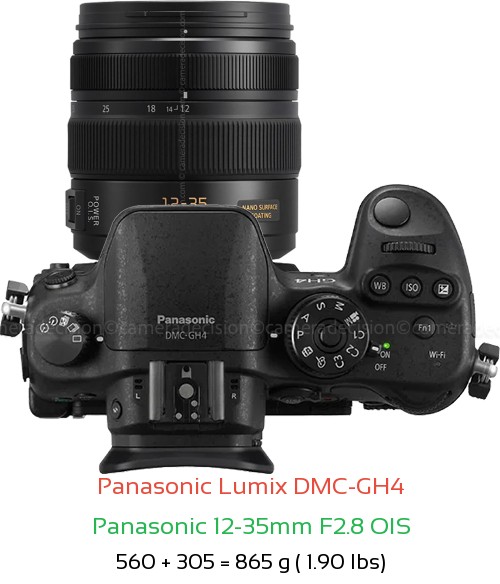 Panasonic GH4 with Panasonic 12-35mm F2.8 OIS Lens Size