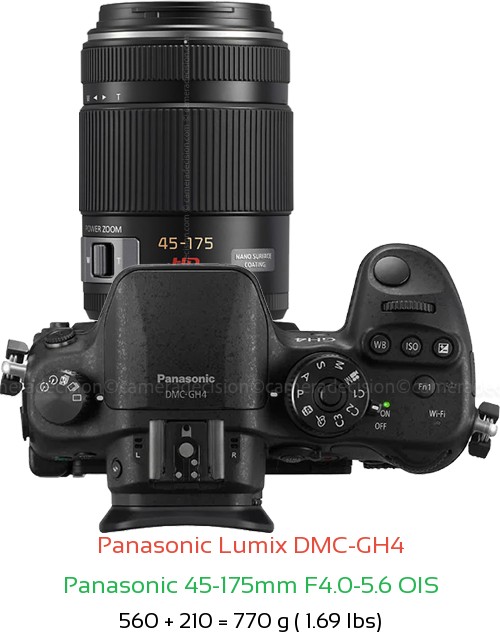 Panasonic GH4 with Panasonic 45-175mm F4.0-5.6 OIS Lens Size