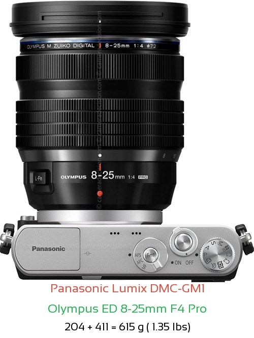 Panasonic GM1 with Olympus ED 8-25mm F4 Pro Lens Size