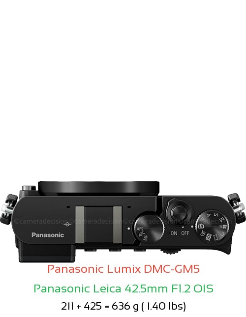 Panasonic GM5 with Panasonic Leica 42.5mm F1.2 OIS Lens Size