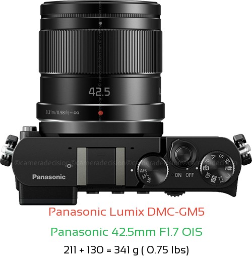 Panasonic GM5 with Panasonic 42.5mm F1.7 OIS Lens Size