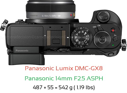 Panasonic GX8 with Panasonic 14mm F2.5 ASPH Lens Size