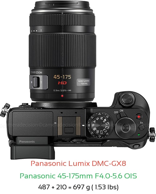 Panasonic GX8 with Panasonic 45-175mm F4.0-5.6 OIS Lens Size
