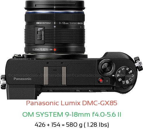 Panasonic GX85 with OM SYSTEM 9-18mm f4.0-5.6 II Lens Size