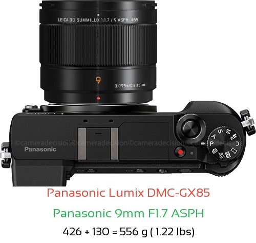Panasonic GX85 with Panasonic 9mm F1.7 ASPH Lens Size