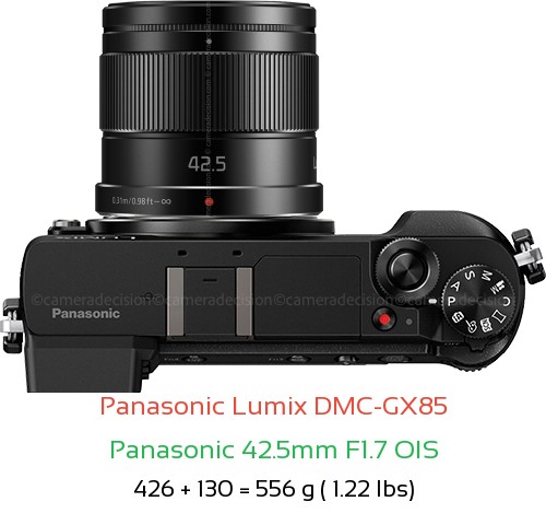 Panasonic GX85 with Panasonic 42.5mm F1.7 OIS Lens Size