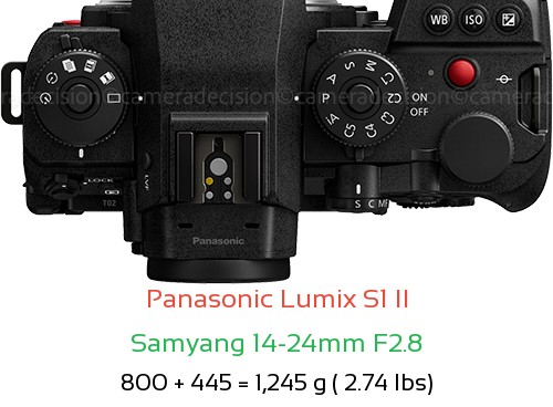 Panasonic S1 II with Samyang 14-24mm F2.8 Lens Size