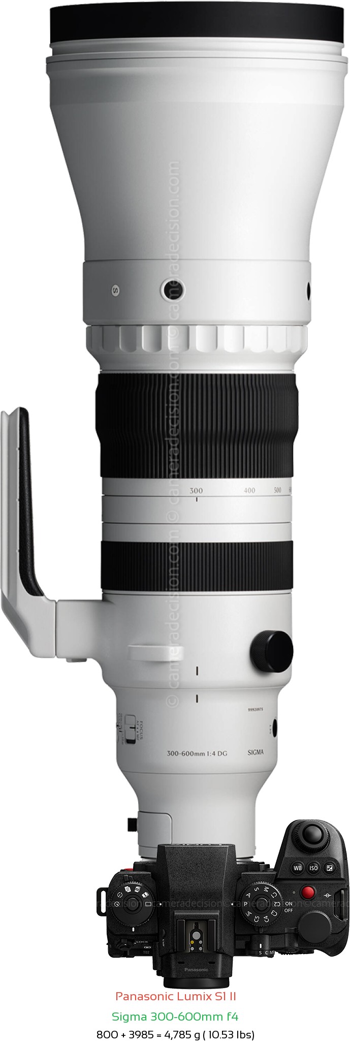 Panasonic S1 II with Sigma 300-600mm f4 Lens Size