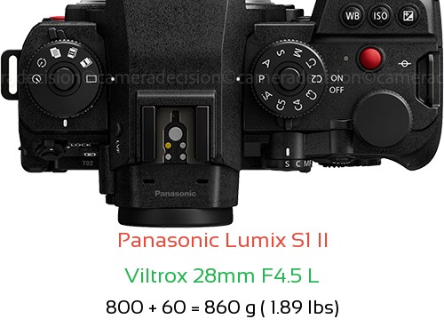 Panasonic S1 II with Viltrox 28mm F4.5 L Lens Size