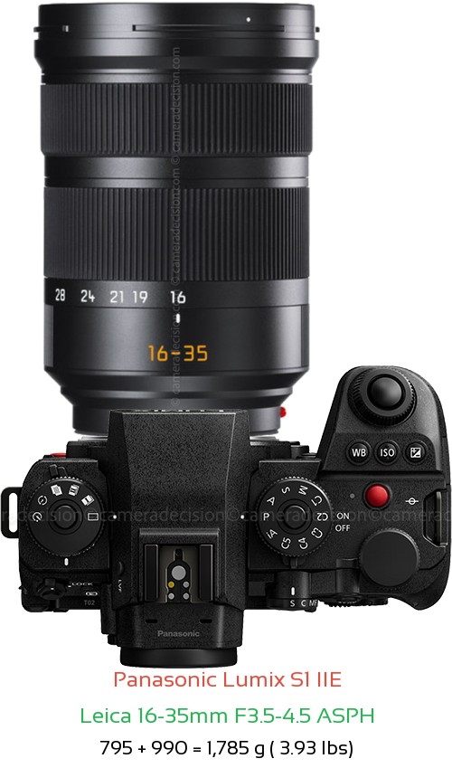Panasonic S1 IIE with Leica 16-35mm F3.5-4.5 ASPH Lens Size