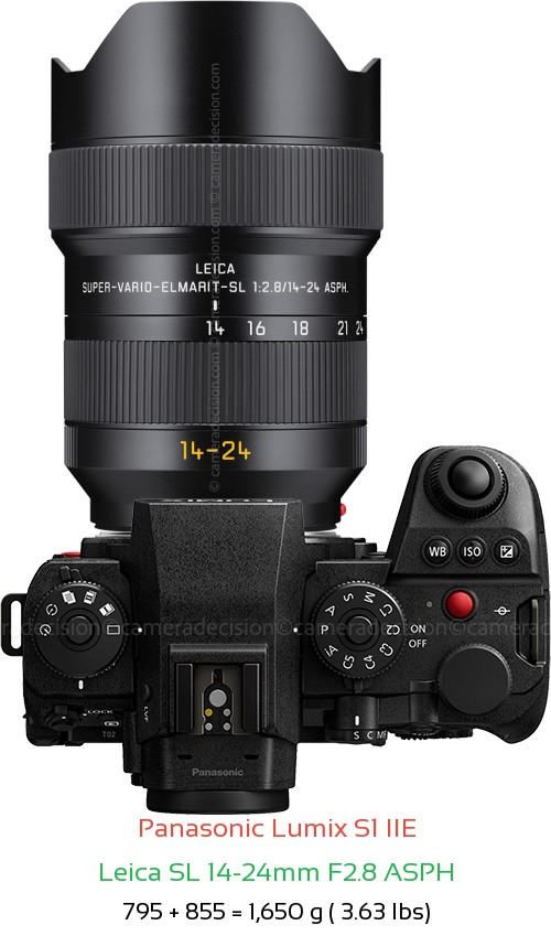 Panasonic S1 IIE with Leica SL 14-24mm F2.8 ASPH Lens Size
