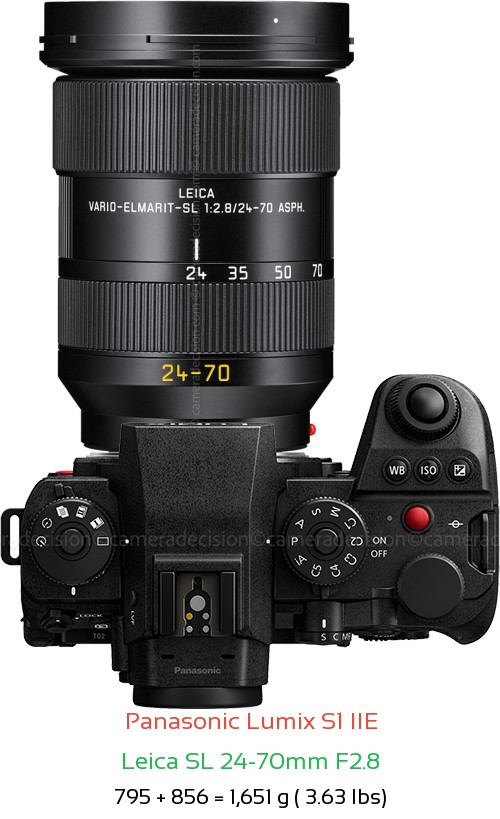 Panasonic S1 IIE with Leica SL 24-70mm F2.8 Lens Size