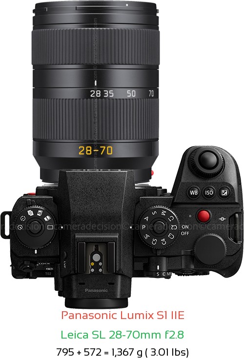 Panasonic S1 IIE with Leica SL 28-70mm f2.8 Lens Size