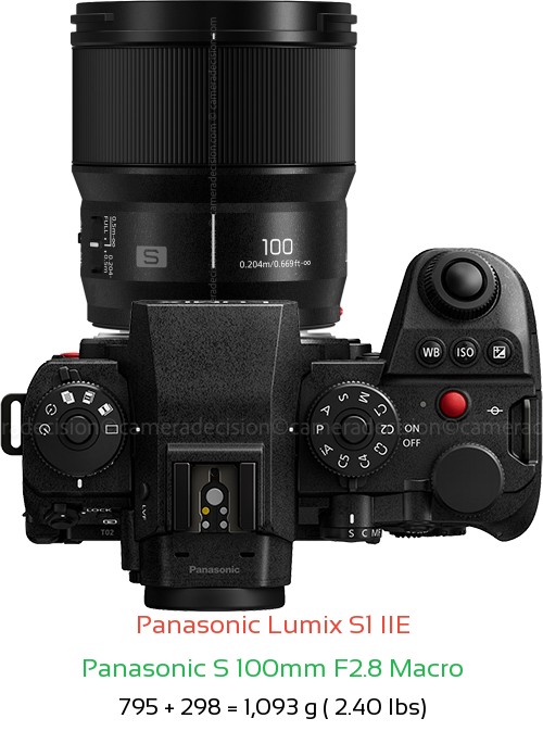 Panasonic S1 IIE with Panasonic S 100mm F2.8 Macro Lens Size