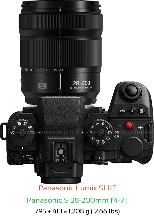 Panasonic S1 IIE with Panasonic S 28-200mm f4-7.1 Lens Size