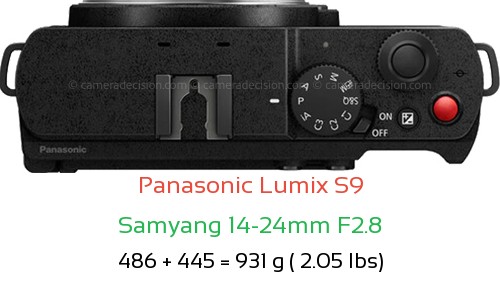 Panasonic S9 with Samyang 14-24mm F2.8 Lens Size