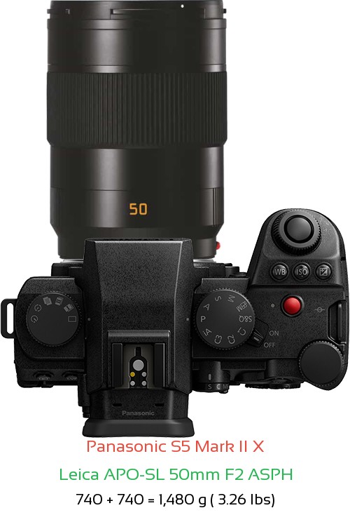 Panasonic S5 II X with Leica APO-SL 50mm F2 ASPH Lens Size