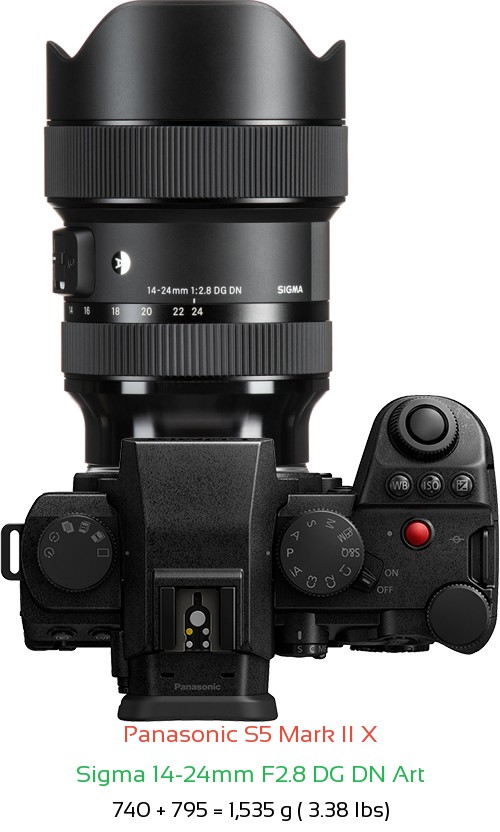 Panasonic S5 II X with Sigma 14-24mm F2.8 DG DN Art Lens Size