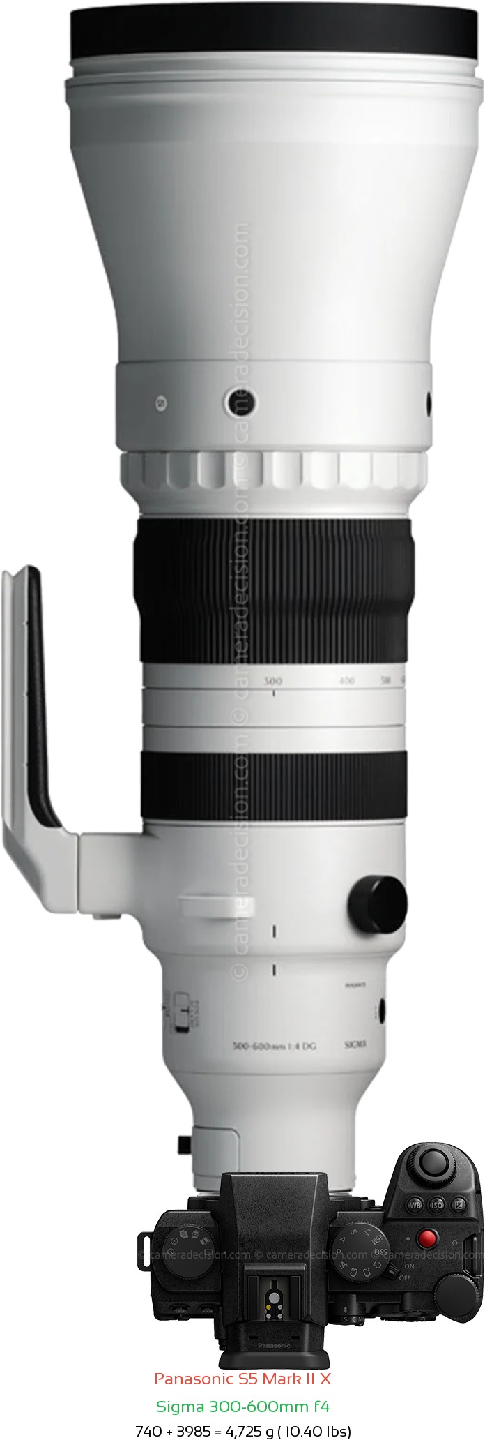 Panasonic S5 II X with Sigma 300-600mm f4 Lens Size