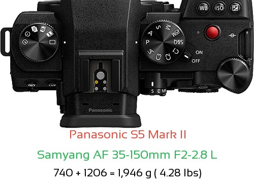 Panasonic S5 II with Samyang AF 35-150mm F2-2.8 L Lens Size