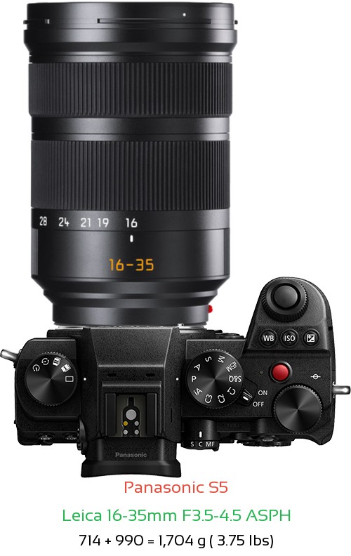 Panasonic S5 with Leica 16-35mm F3.5-4.5 ASPH Lens Size