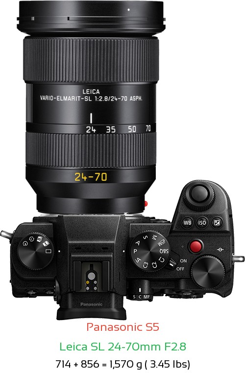 Panasonic S5 with Leica SL 24-70mm F2.8 Lens Size