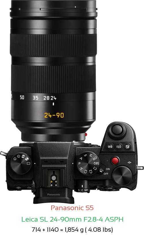Panasonic S5 with Leica SL 24-90mm F2.8-4 ASPH Lens Size