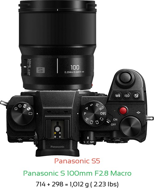 Panasonic S5 with Panasonic S 100mm F2.8 Macro Lens Size