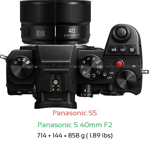 Panasonic S5 with Panasonic S 40mm F2 Lens Size