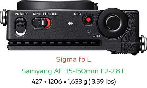 Sigma fp L with Samyang AF 35-150mm F2-2.8 L Lens Size