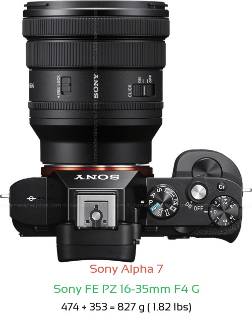 Sony A7 with Sony FE PZ 16-35mm F4 Lens Size