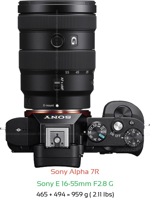 Sony A7R with Sony E 16-55mm F2.8 G Lens Size