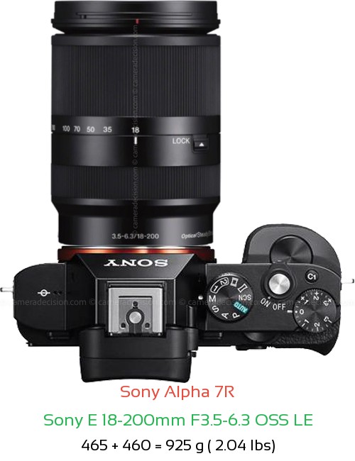 Sony A7R with Sony E 18-200mm F3.5-6.3 OSS LE Lens Size