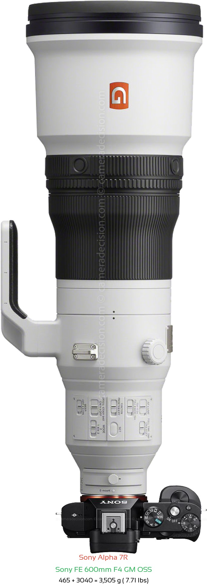 Sony A7R with Sony FE 600mm F4 GM Lens Size